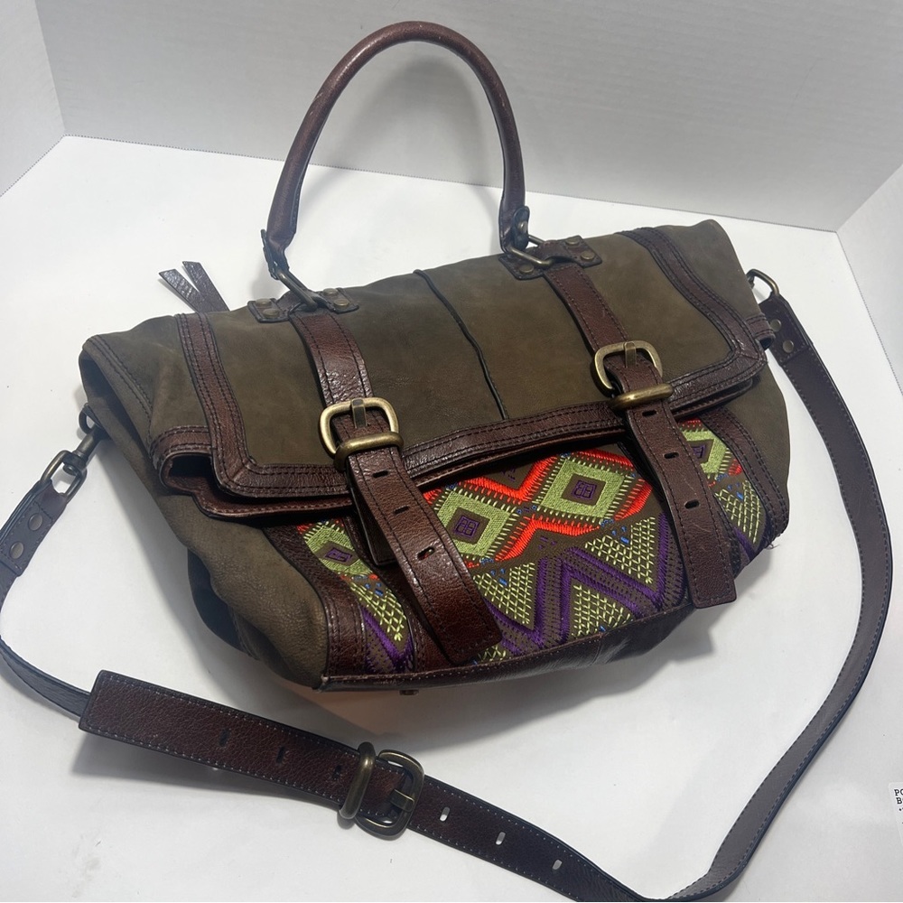 Vintage Cynthia Vincent Leather Tote Briefcase Embroidered‎